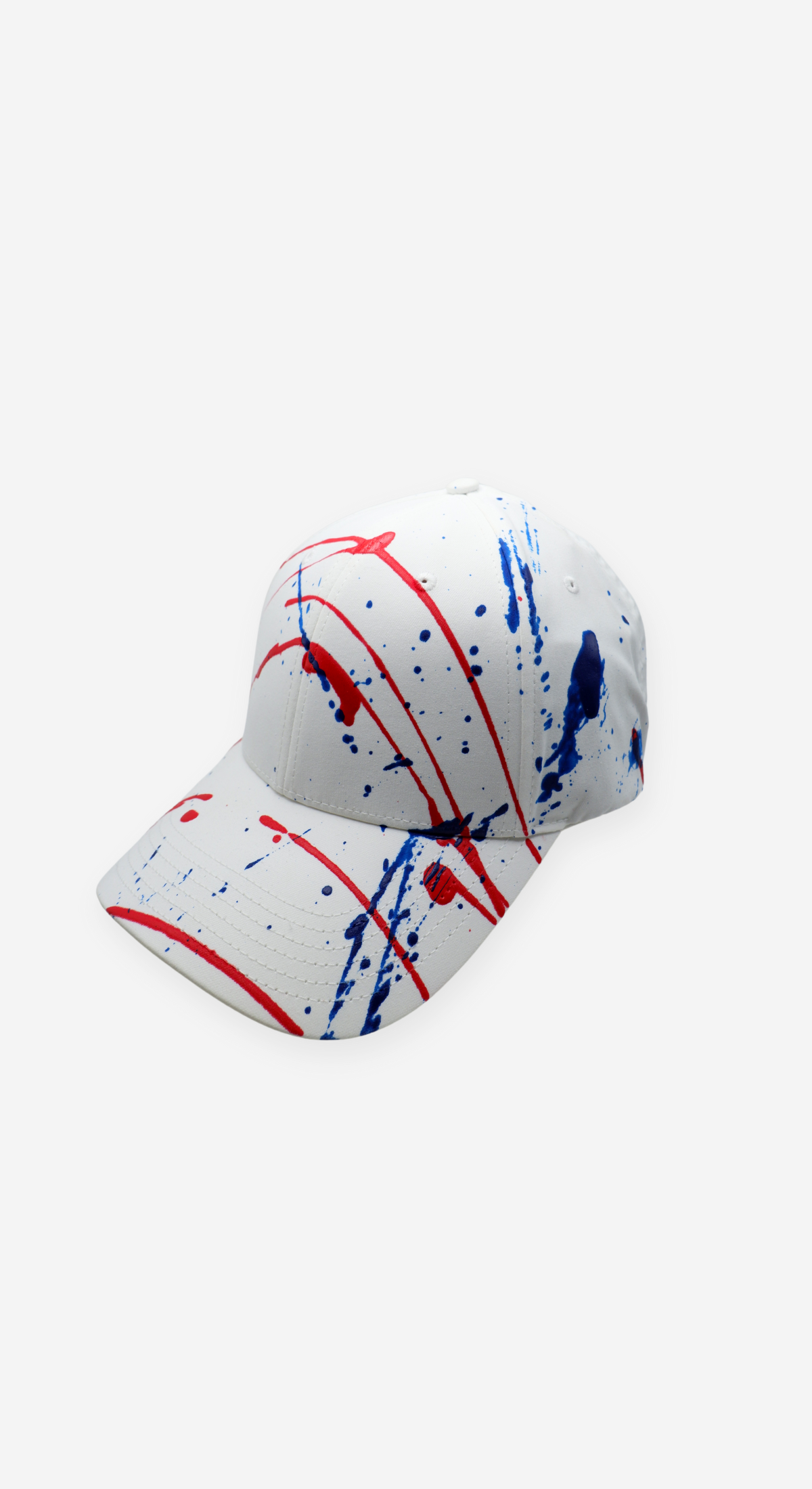 Hand-Painted Abstract Art Hat - Red, White, & Blue