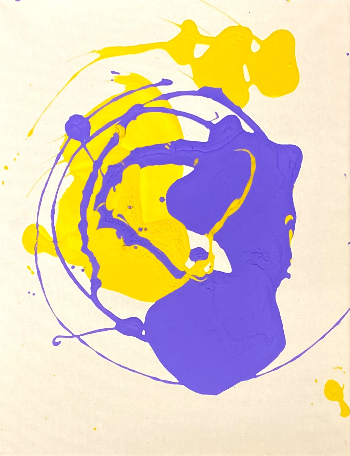 Yellow and Purple Abstract Painting. Purple and Yellow Abstract Artwork. Lakers Inspired Artwork. Yellow and Purple Acrylic Artwork. Purple and Yellow Canvas Painting. Lakers Inspired Canvas Art. Abstract Art. Acrylic Abstract Artwork in Orange County. Abstract Artist Newport Beach. Neurodivergent Artist. Neurodivergent Painter. Autistic Abstract Artist.